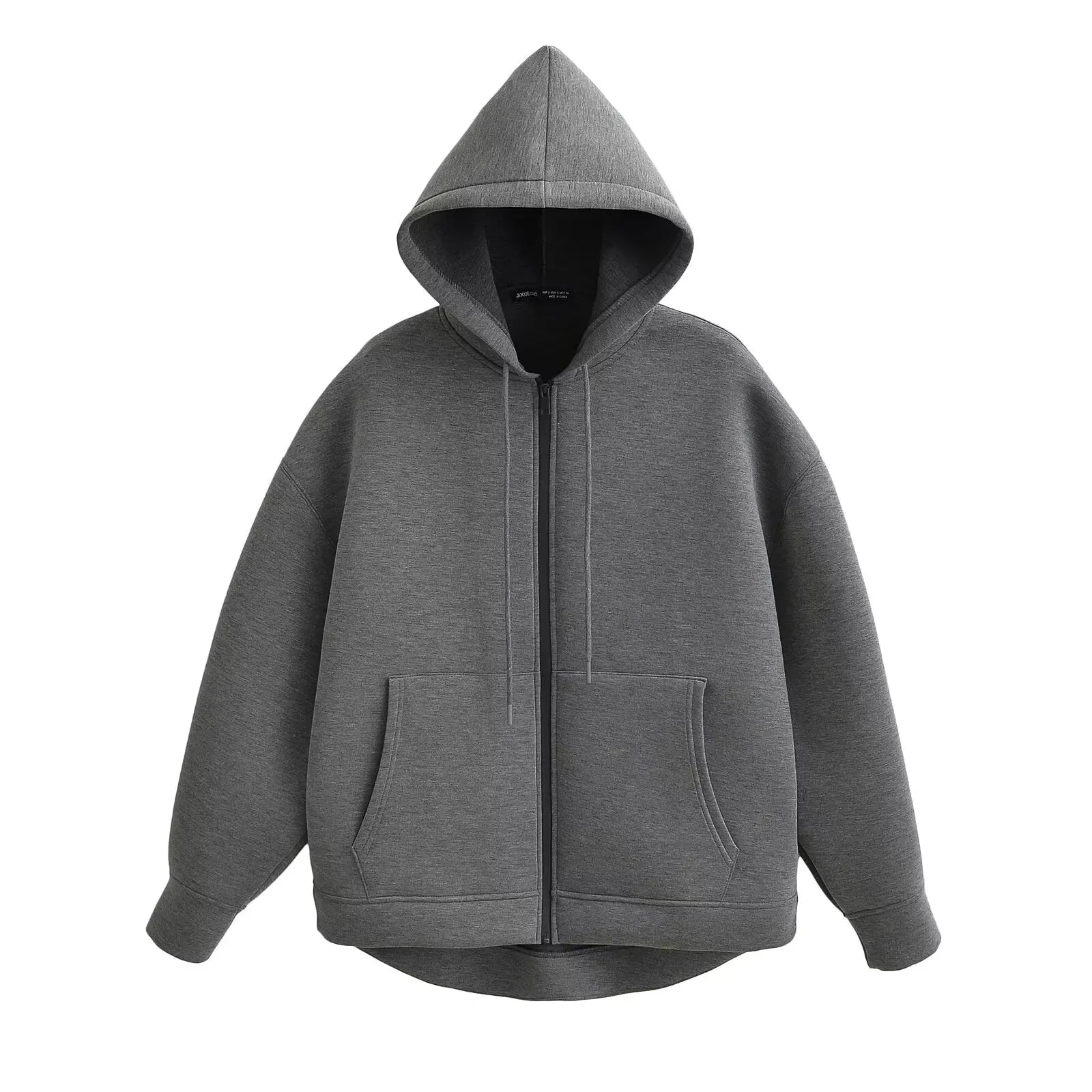 Women’s Winter Zipper Hoodie – Oversized High Street Coat with Double Pockets