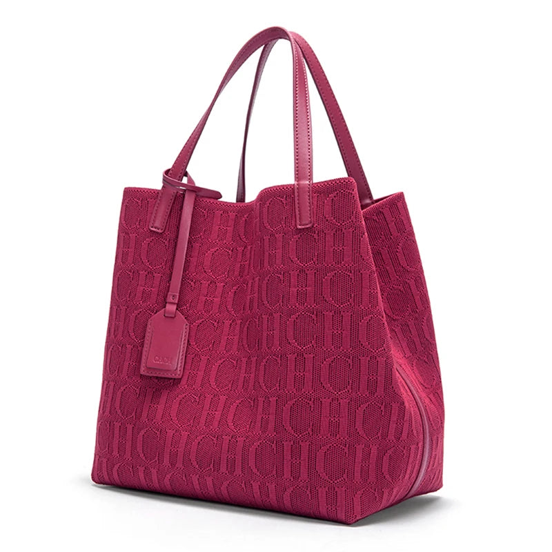 Tote Bag New Large Capacity Black Simple Knitted Shopping Bag 27*20*28cm