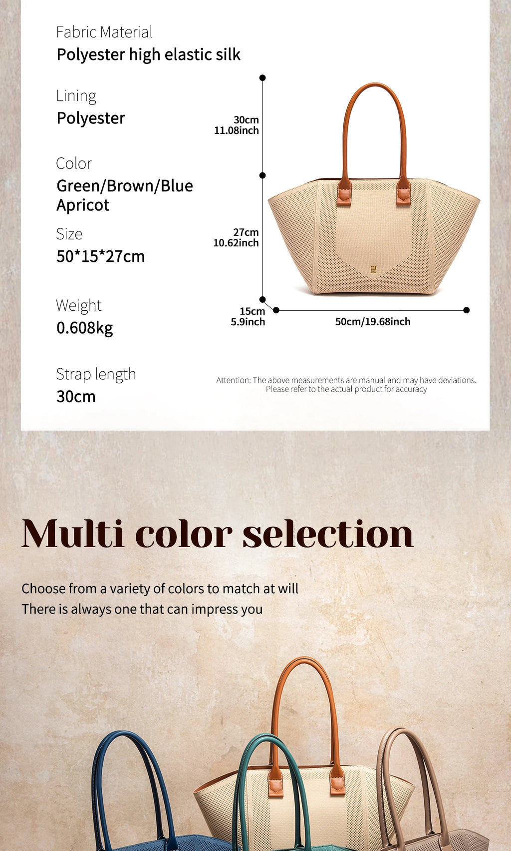 Women's Tote Bag Summer New Fabric Hollow Design Large Capacity