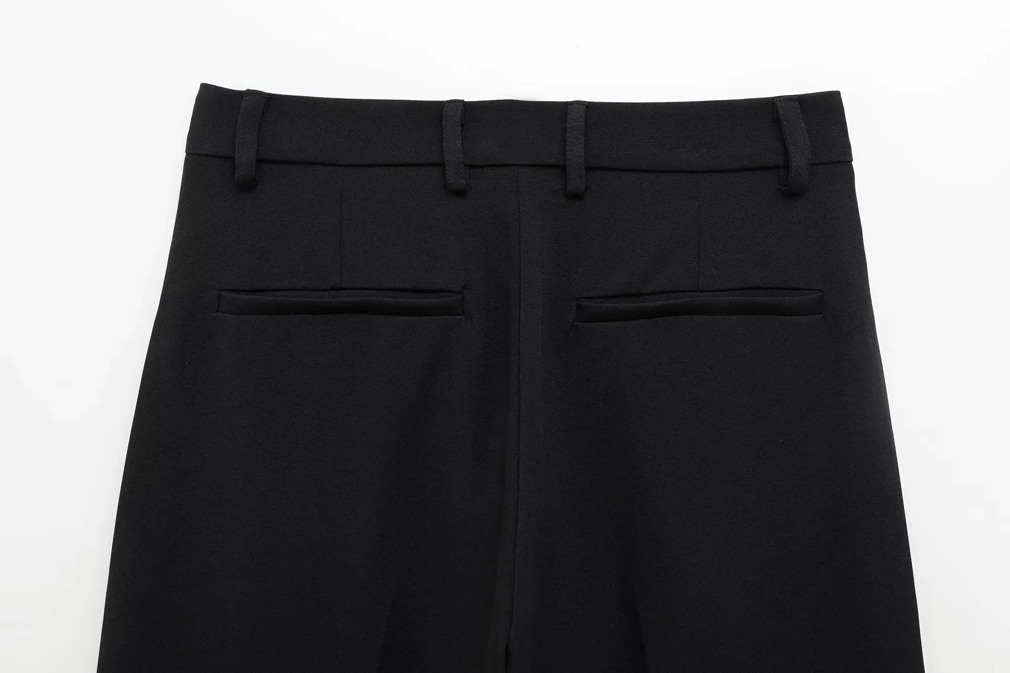 TFMLN Women’s Summer Set – Black Zipper Lapel Top & Wide-Leg Pants Two-Piece Outfit