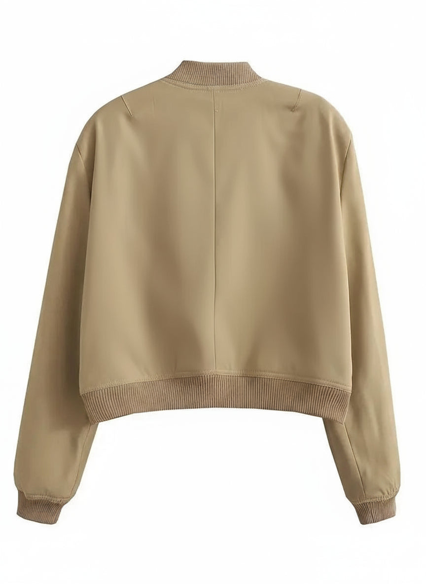 Willshela Women’s Solid V-Neck Bomber Jacket with Pockets