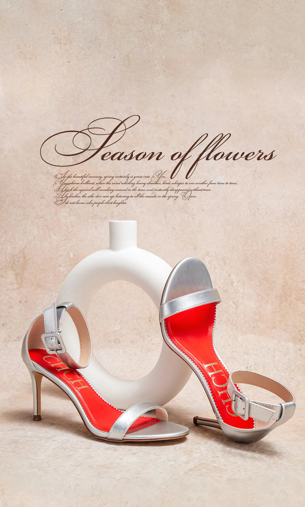 Women's High Heels Flower Ankle Strap Stilettos Round Open Toe Dressy Sexy Sandals 8cm