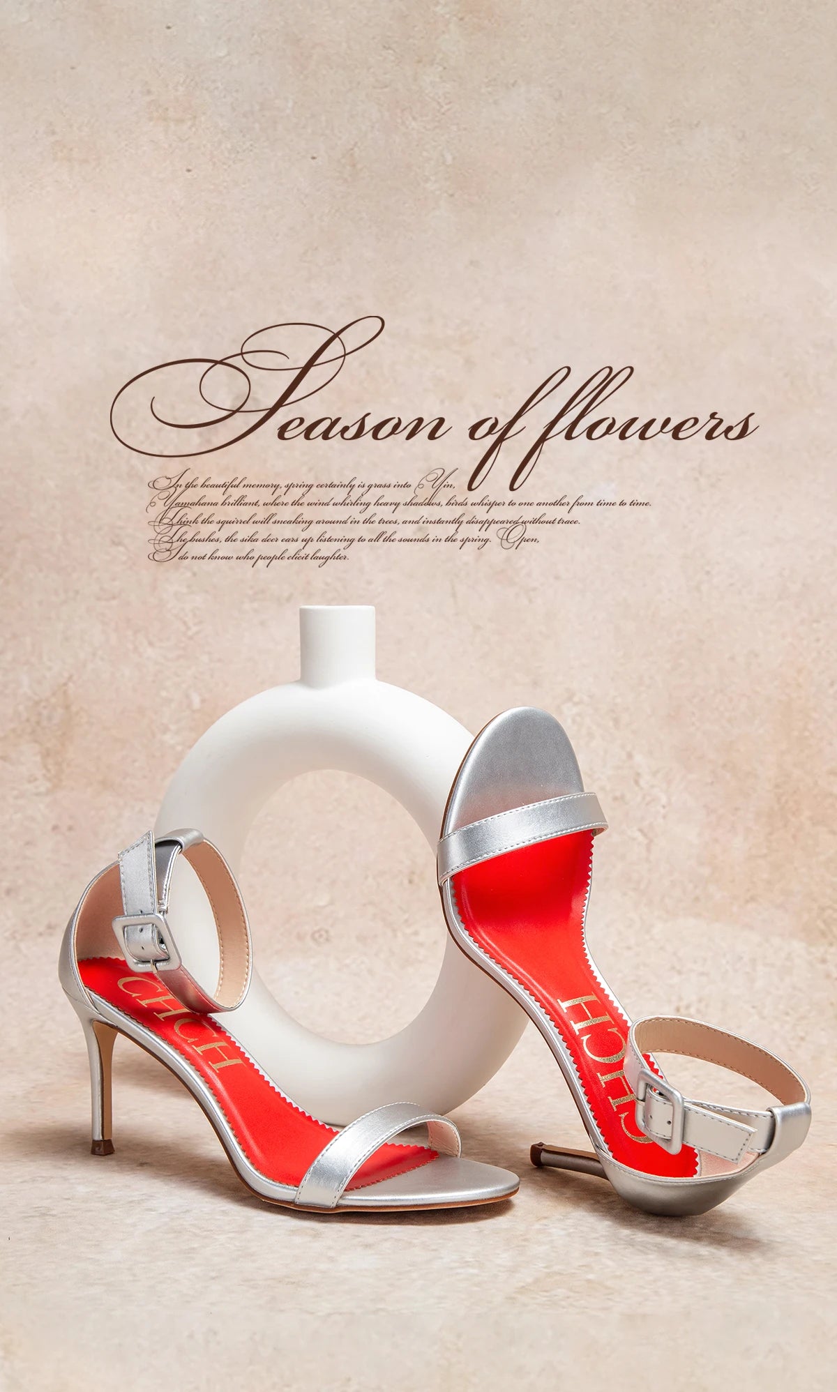 Women's High Heels Flower Ankle Strap Stilettos Round Open Toe Dressy Sexy Sandals 8cm