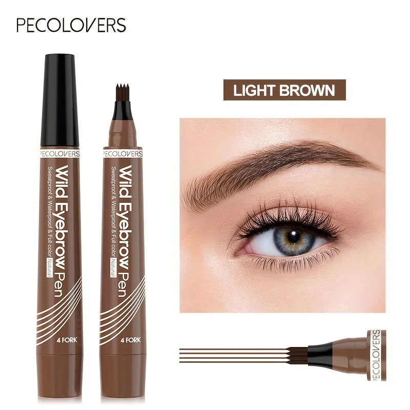Waterproof 4-Tip Eyebrow Tattoo Pen – 6 Colors, Long-Lasting Liquid Brow Pencil