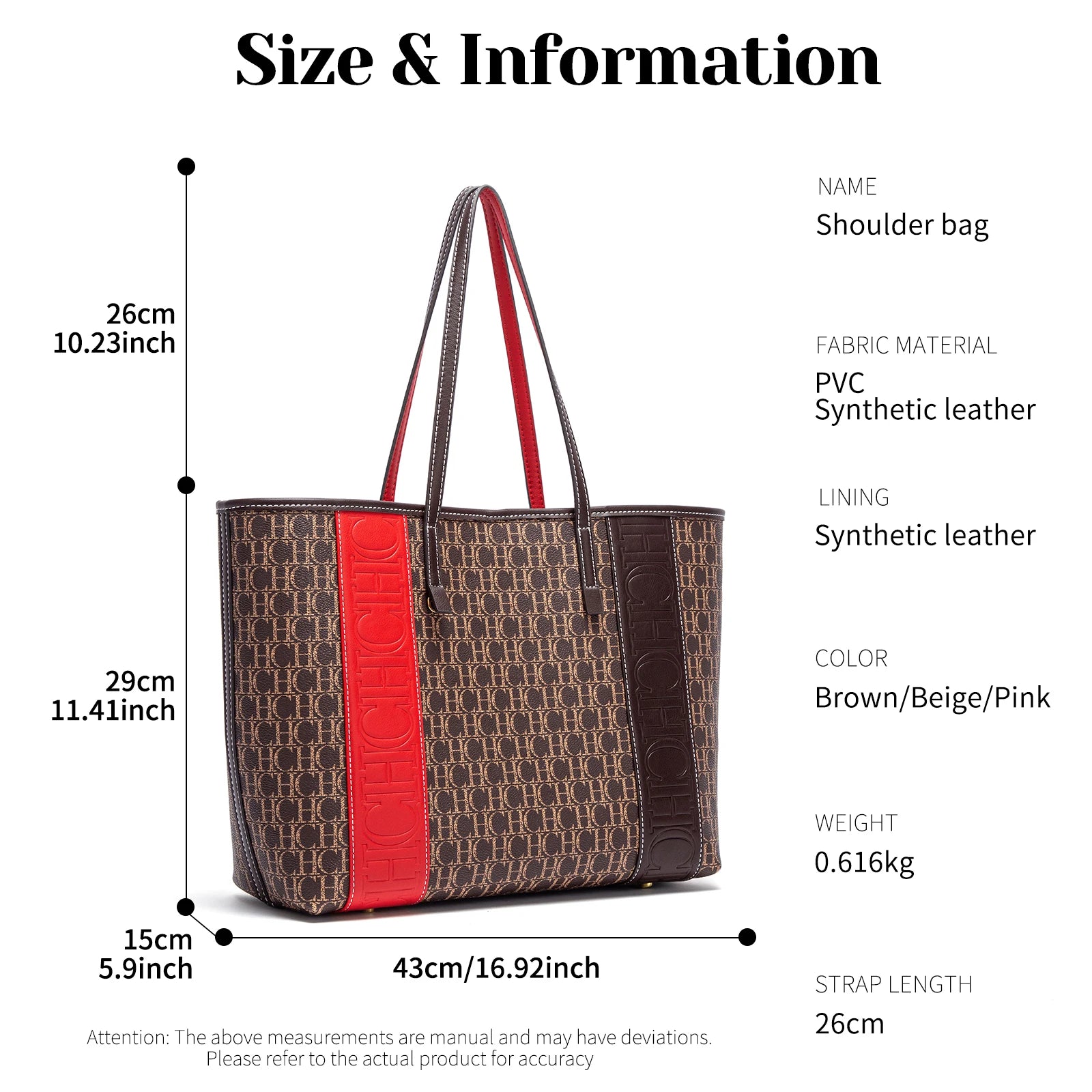 Women's Tote Bag New PVC Large Capacity Splicing Design Women's Bag Commuter Coffee Color Handbag