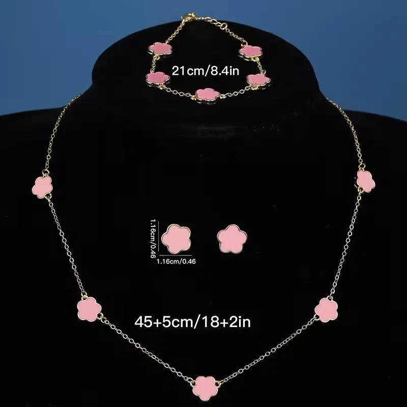 Women's Lucky Clover Jewelry Set – Bracelet, Earrings & Necklace