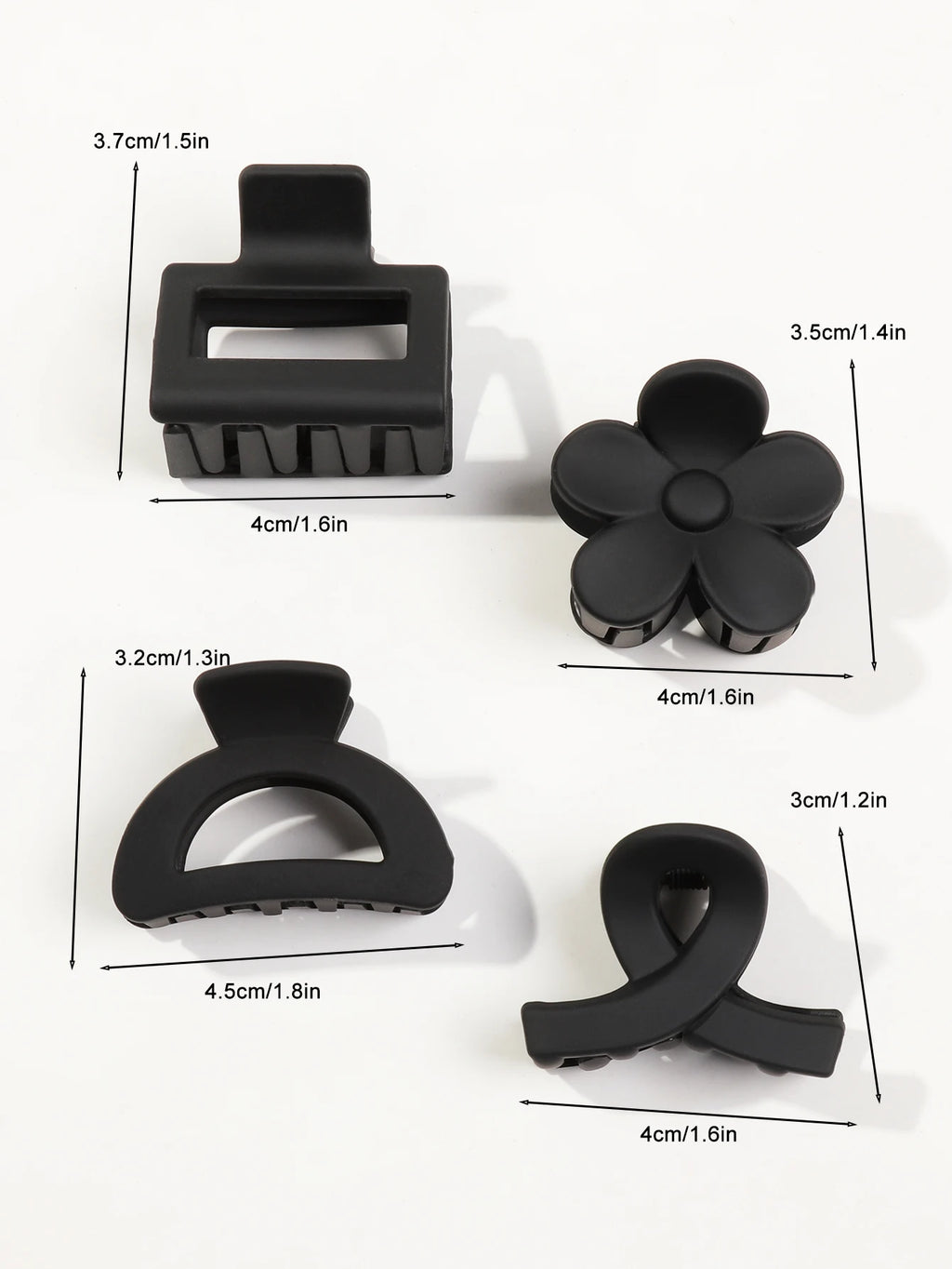 5-Piece Small Flower Hair Claw Clips – Matte Rectangle & Semicircle for Women & Girls