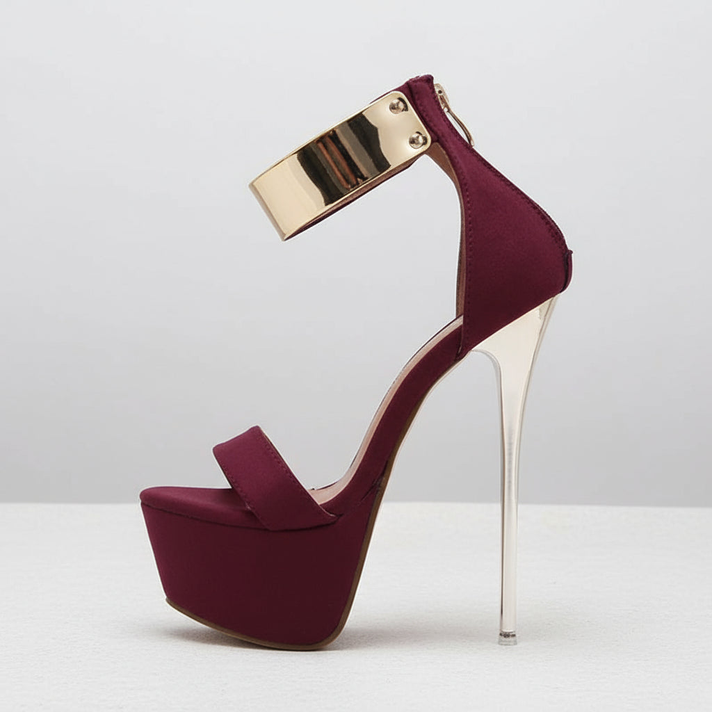 Liyke Women's 16cm Platform Heels – Metal Ankle Strap Party Sandals