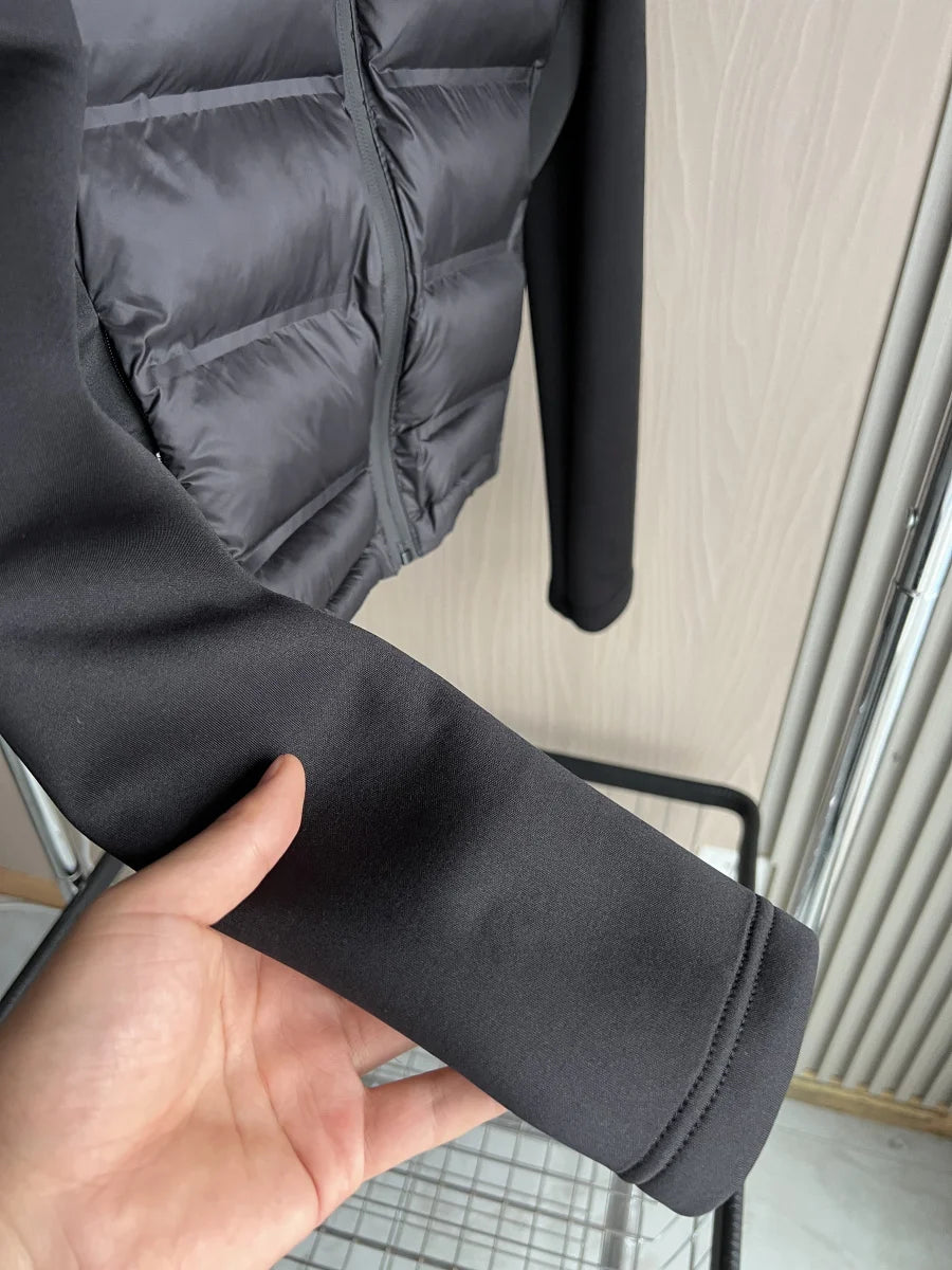 Women's Lightweight Warm Down Jacket – Long Sleeve Hooded Sports Coat with Zipper