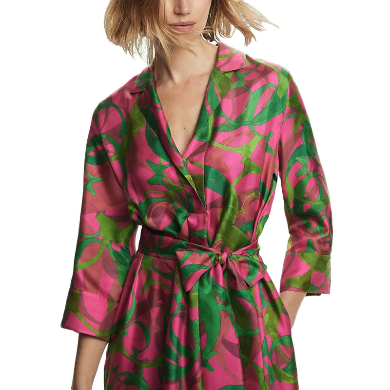 Women's Dress High Grade Elegant Party Long Sleeved Dress Single Breasted Lace Up Design Casual