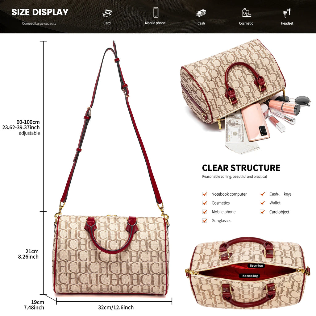 Women's Pillow Bag Autumn/Winter New Collection Letter Handbag Brown Boston Bag