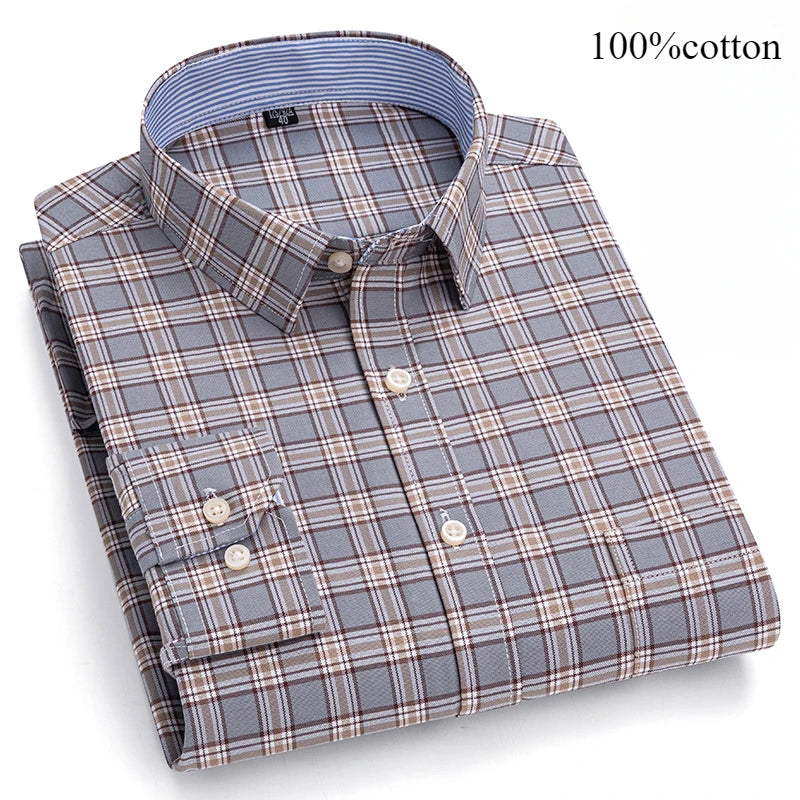 Men's 7XL Oxford Shirt – 100% Cotton, Slim Fit, Soft & Elegant Casual Designer Wear