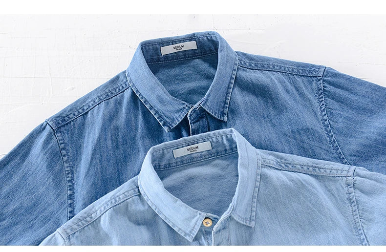 Men’s Summer Denim Shirt – Thin, Casual Half Sleeve Jacket for Camping & Everyday Wear