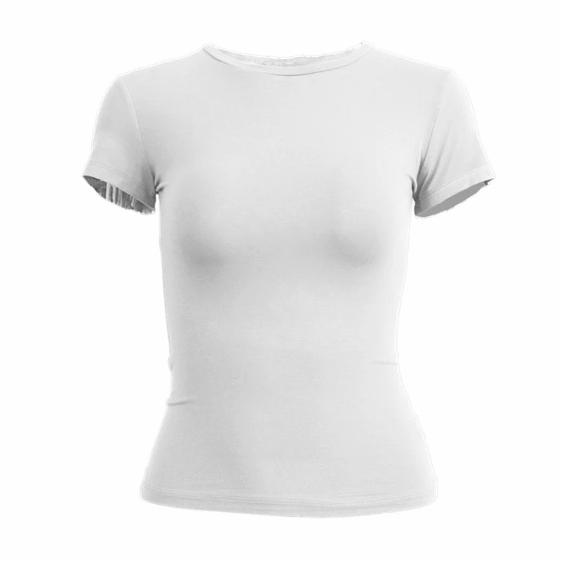 Women's Slim Fit Knitted T-Shirt – Short Sleeve O-Neck Y2K Streetwear Top