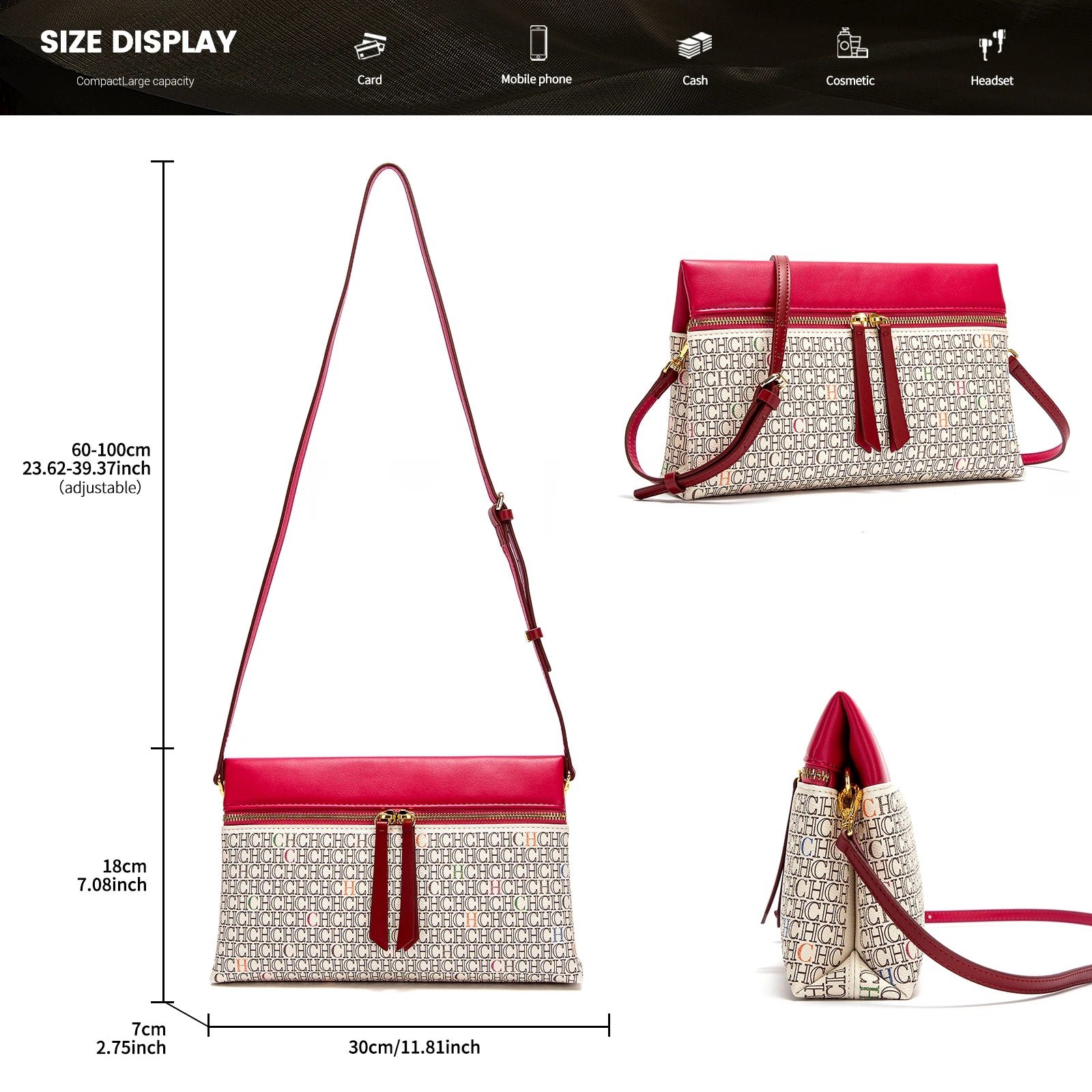 Women's Shoulder Bag New Coffee Color Letter Postman Bag Winter Business Commuter