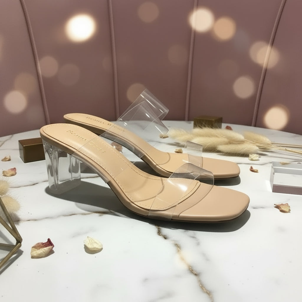 Summer Women's Clear PVC Heeled Sandals – Open Toe Transparent Jelly Slippers