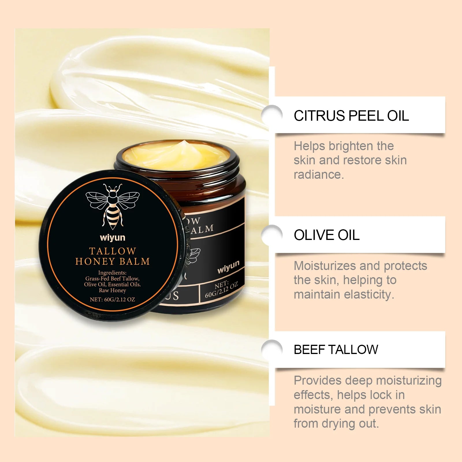 Tallow Honey Glow Cream – Hydrating & Firming Lotion for Face & Body