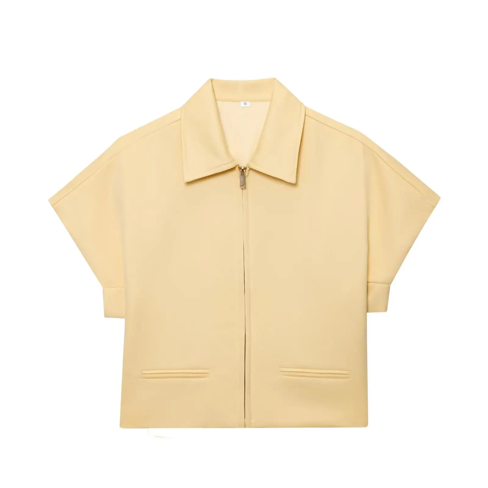 TFMLN Women’s Summer Set – Black Zipper Lapel Top & Wide-Leg Pants Two-Piece Outfit