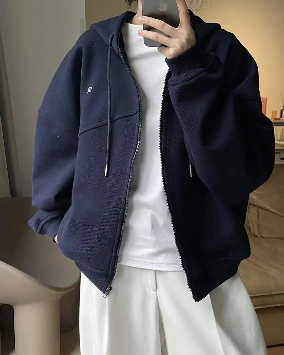 LANMREM Women's Letter Zip Hoodie – Casual, loose, long sleeve, autumn style