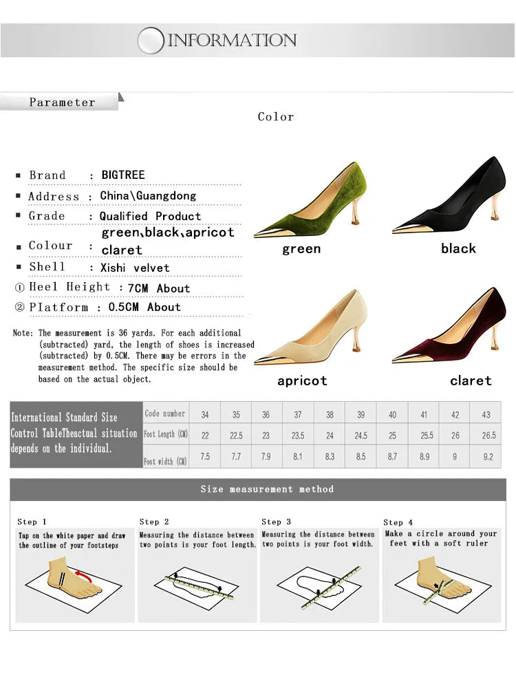 BIGTREE Velvet Wine Glass Heels – Sexy Pointed Party Pumps for Women