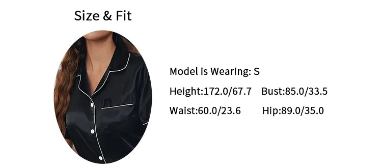 Women’s Satin Pajama Set – 2-Piece Button-Down Top & Shorts Sleepwear