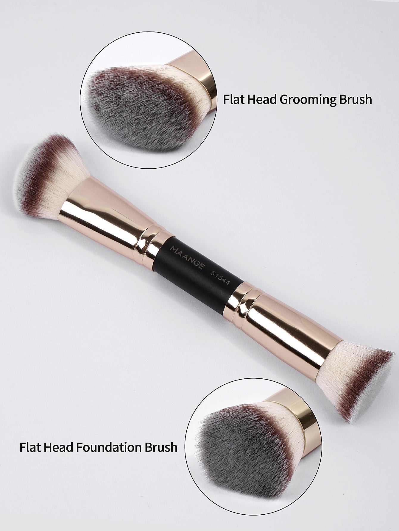 MAANGE 4-Piece Basic Makeup Brush Set – Dual-Ended Foundation, Powder & Eyeshadow with Case