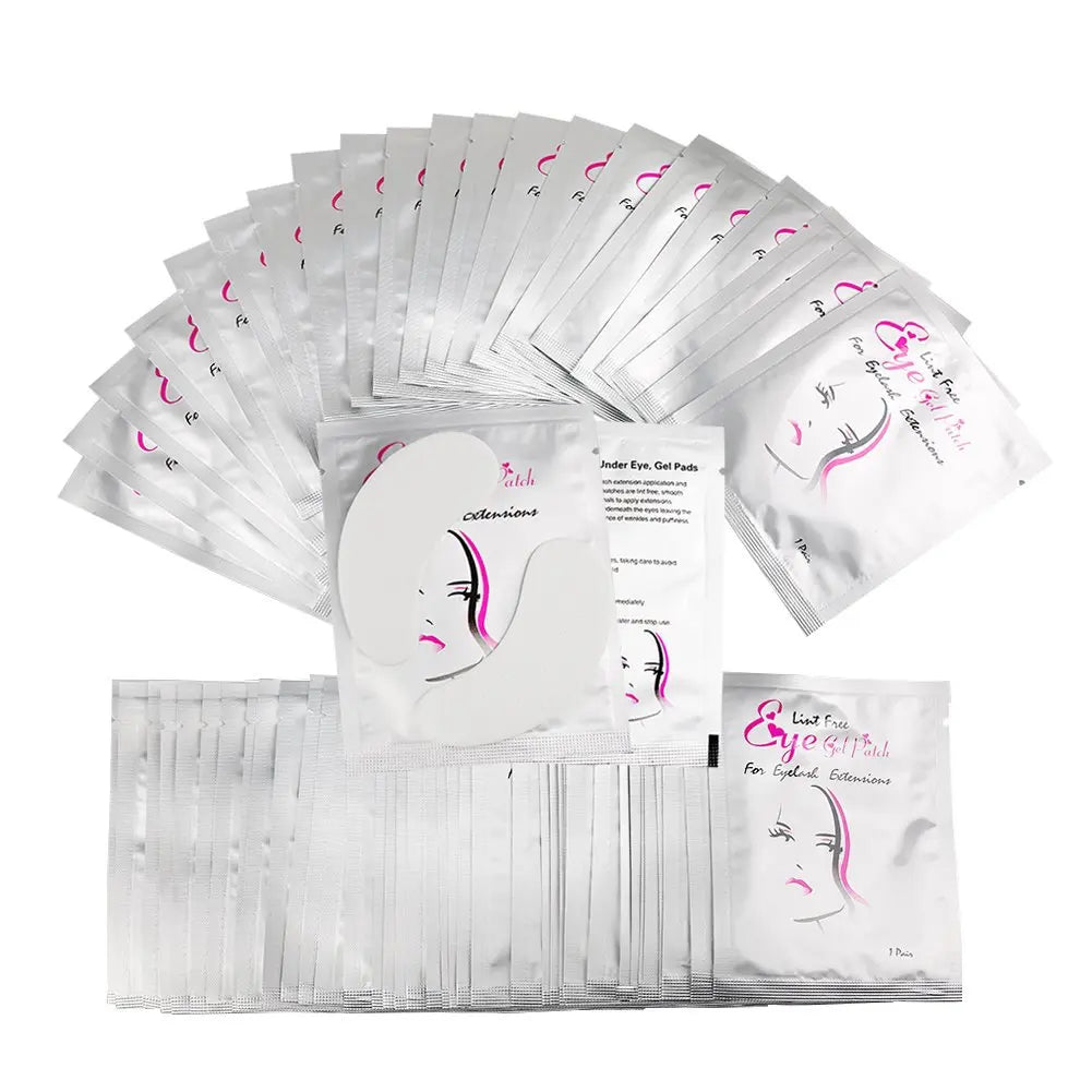 50 pairs of eyelash extension lower eye masks, makeup patches, and stickers for eyelash application.