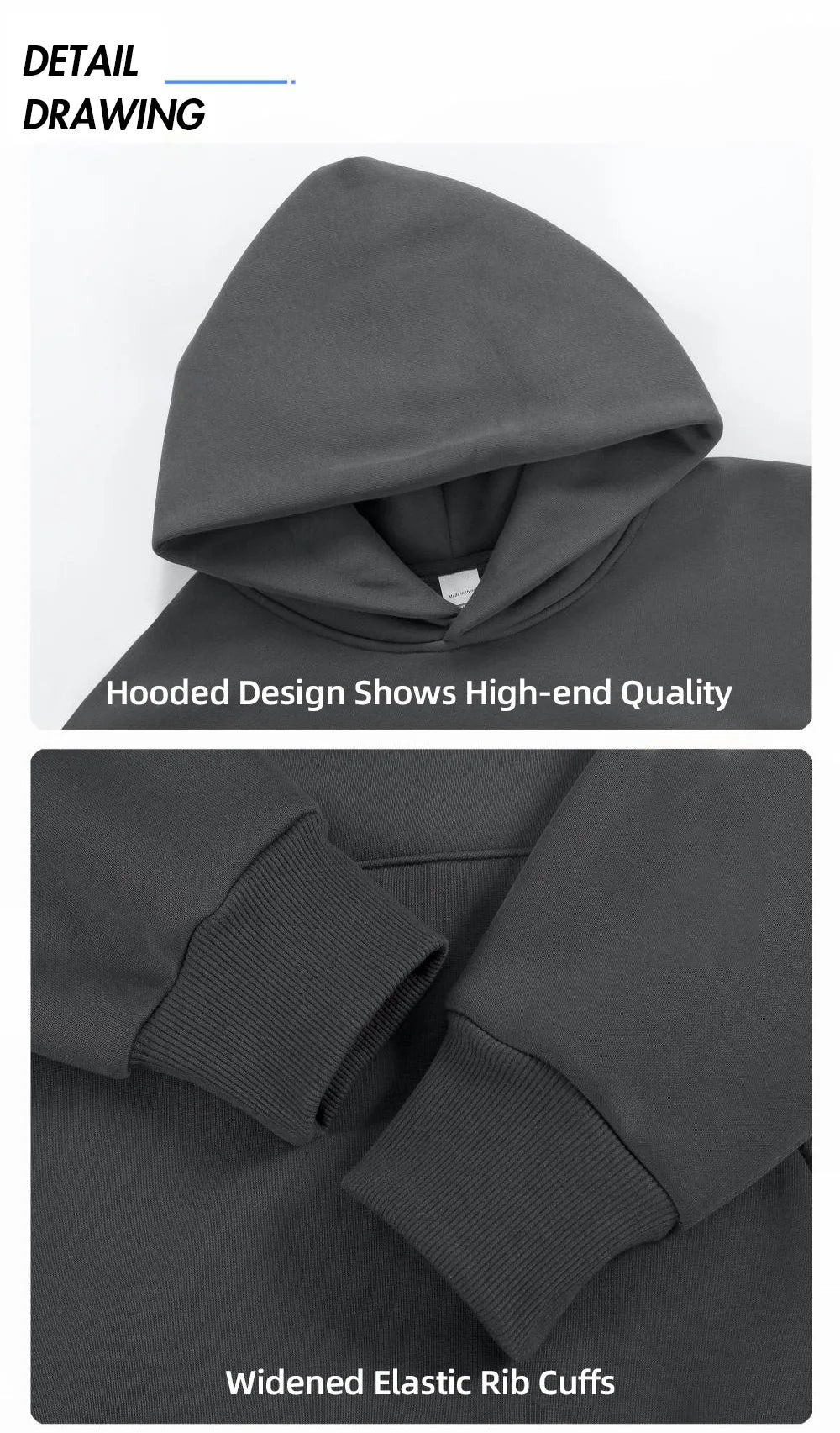 A heavy-duty hooded sweater made from thick cotton and velvet, designed for both men and women