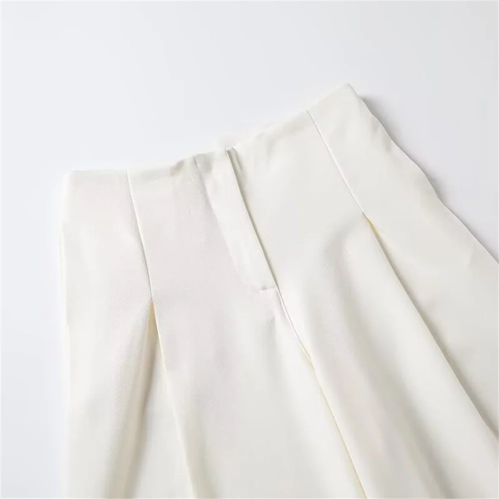 Women's versatile belt decoration long sleeved suit jacket new fashionable high waisted pleated pants casual pants