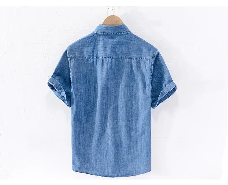 Men’s Summer Denim Shirt – Thin, Casual Half Sleeve Jacket for Camping & Everyday Wear