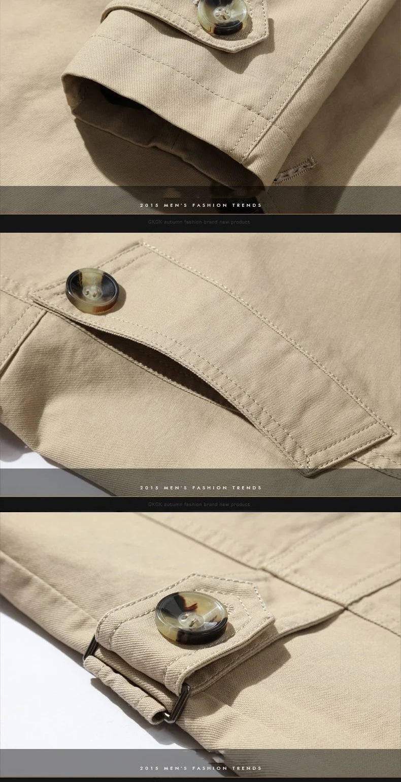 Men’s Cotton Trench Windbreaker – Long Casual Streetwear Blazer