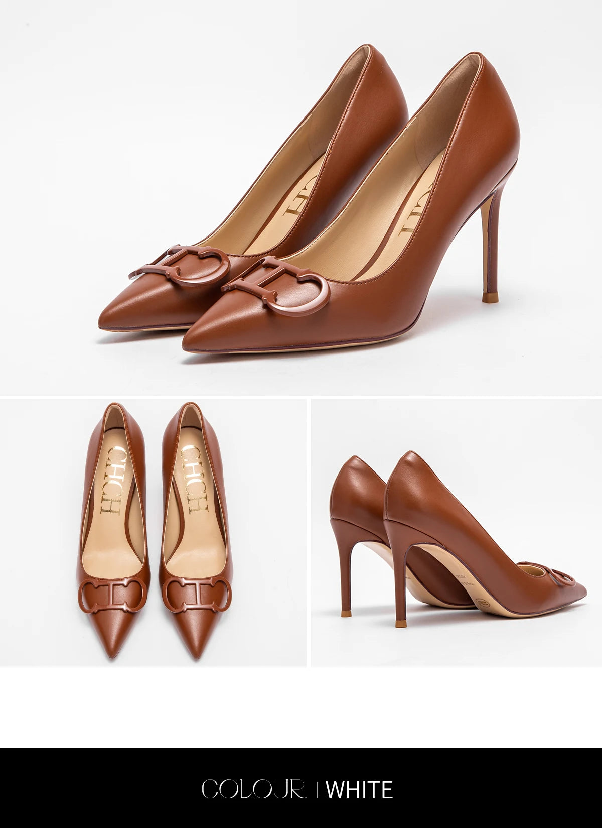 Women's High Heels New Pointed Metal Buckle Party Carnival Women's Shoes 9cm