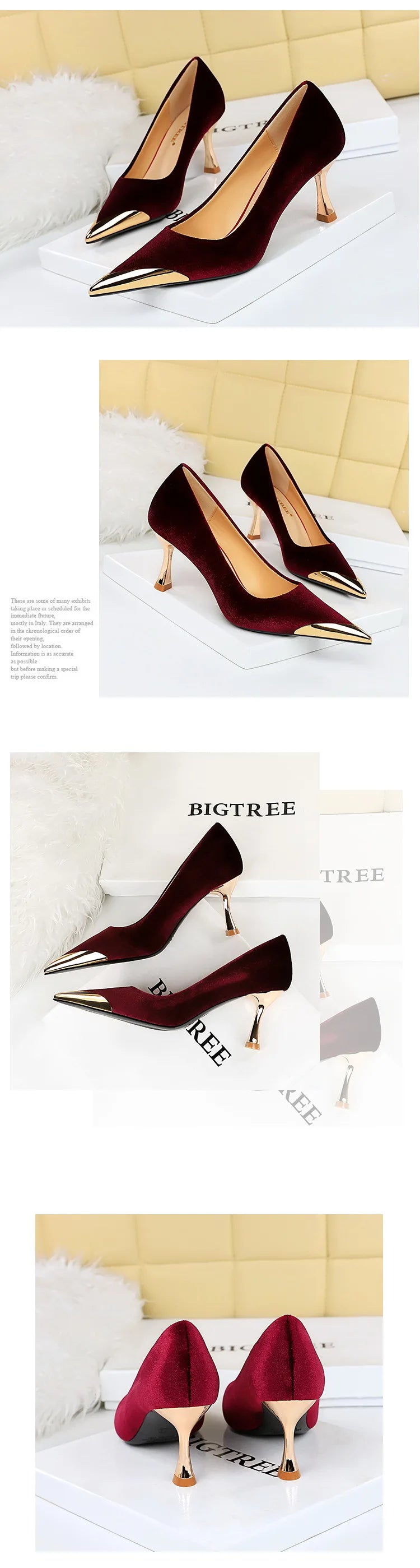 BIGTREE Velvet Wine Glass Heels – Sexy Pointed Party Pumps for Women