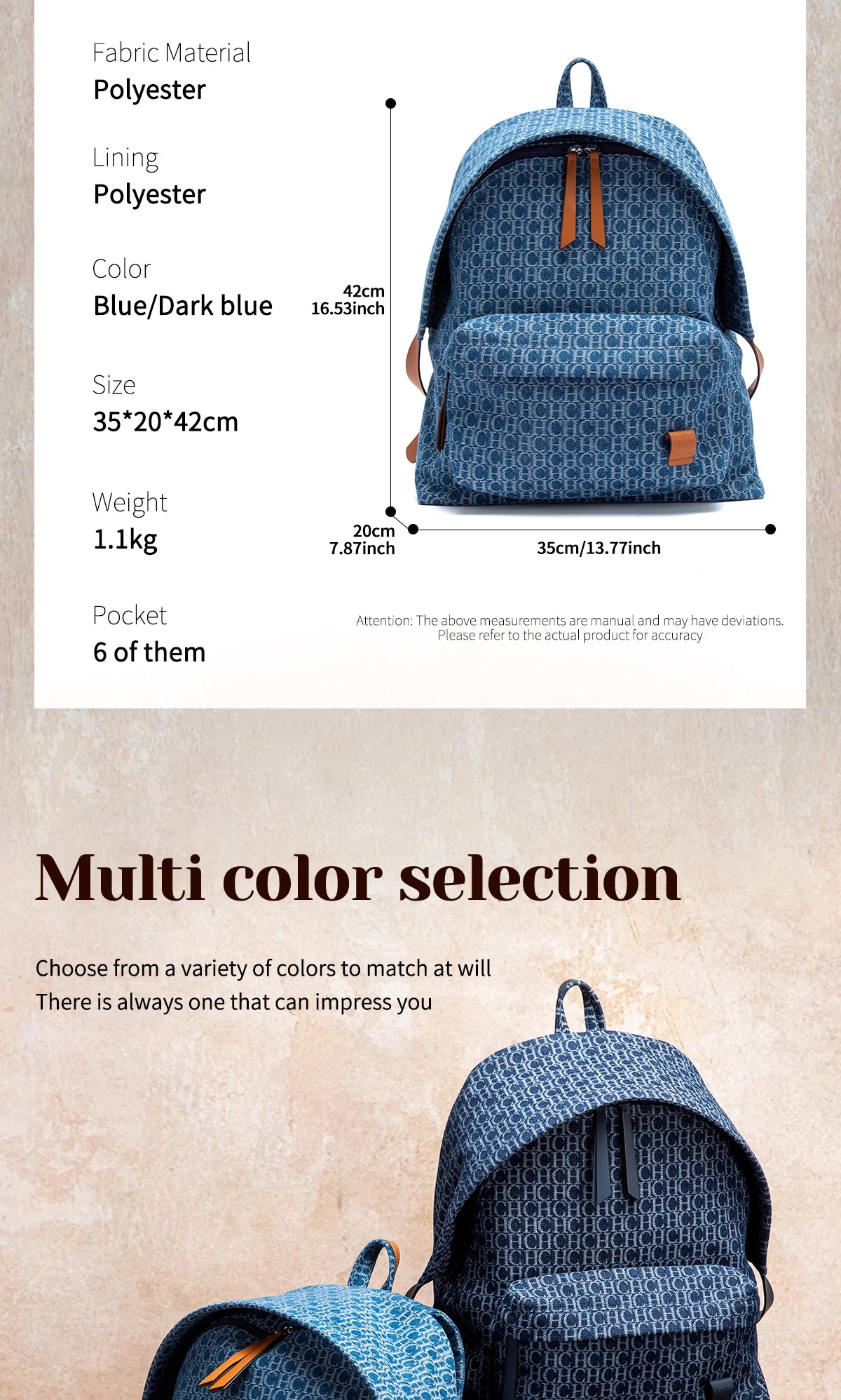 Backpack 20in Large Capacity Lightweight Foldable Storage Backpack Travel Bag Computer Bag