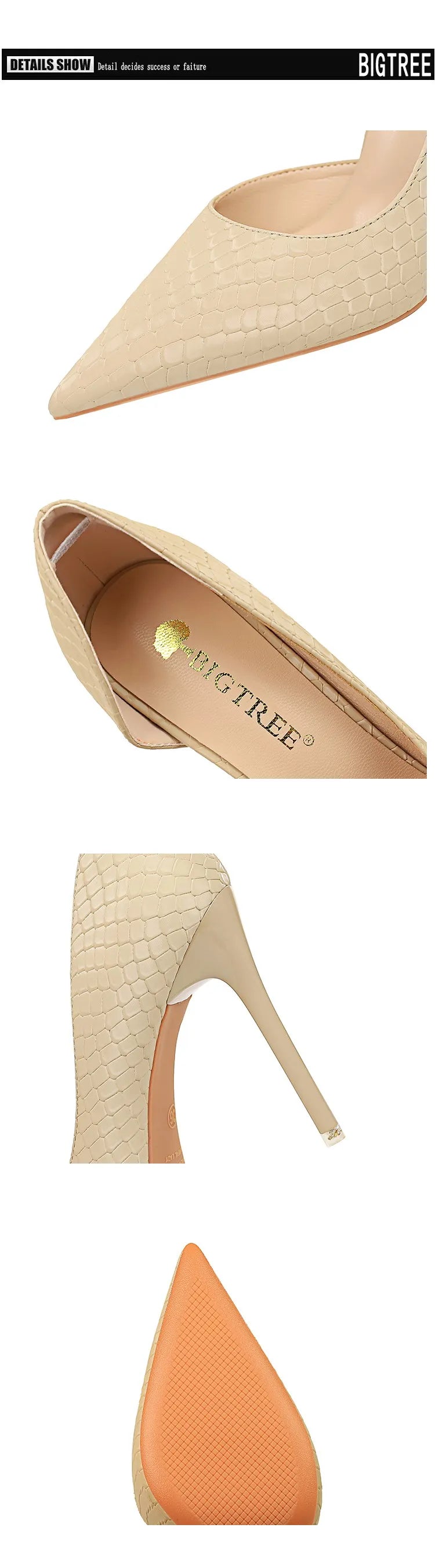 BIGTREE Snakeskin Stiletto Heels – Retro Luxury Pumps for Women