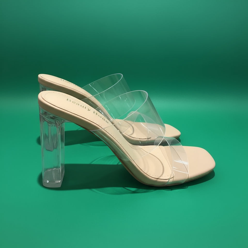 Summer Women's Clear PVC Heeled Sandals – Open Toe Transparent Jelly Slippers