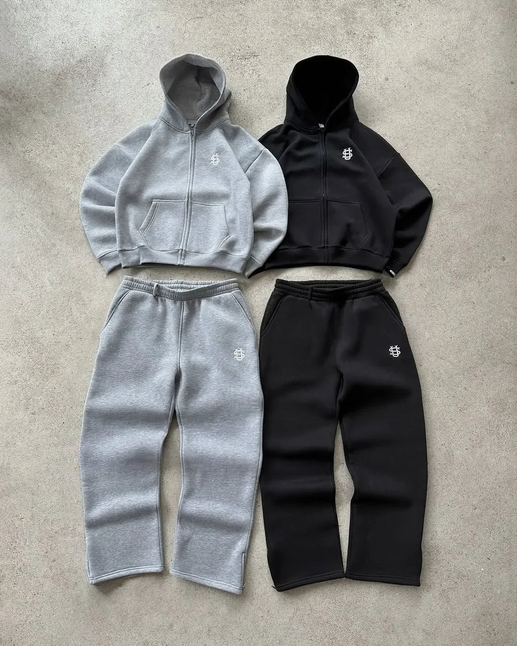 Y2K Style Jogger Sweatpants with Embroidery, Wide Leg, Pockets, and Men's Hoodie