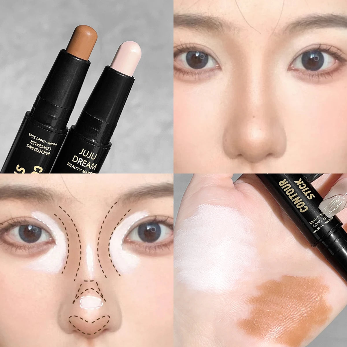 Dual-Ended Contour Stick – Long-Lasting Foundation & Concealer for Dark Circles
