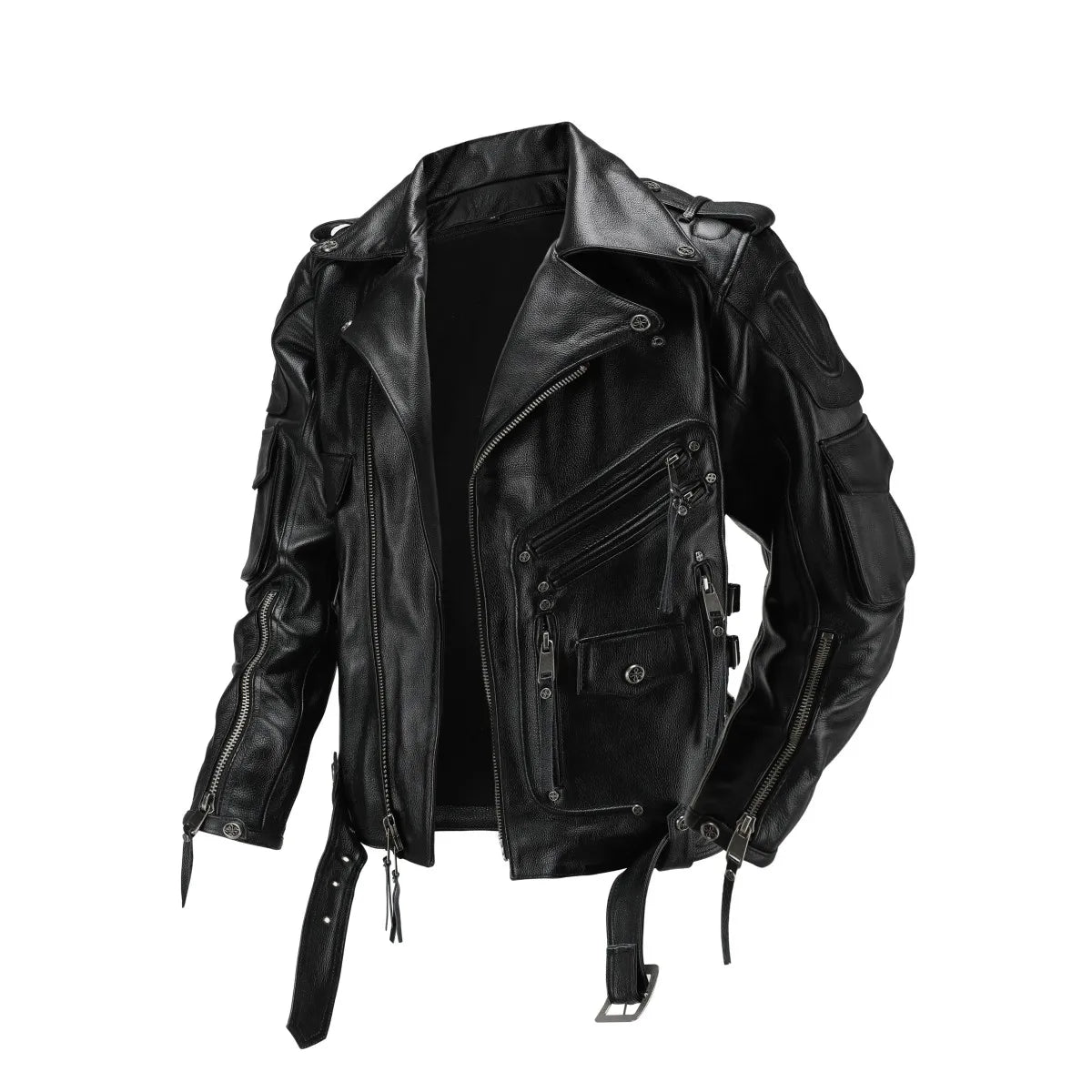 Copersian men's natural leather motorcycle jacket, casual vintage style