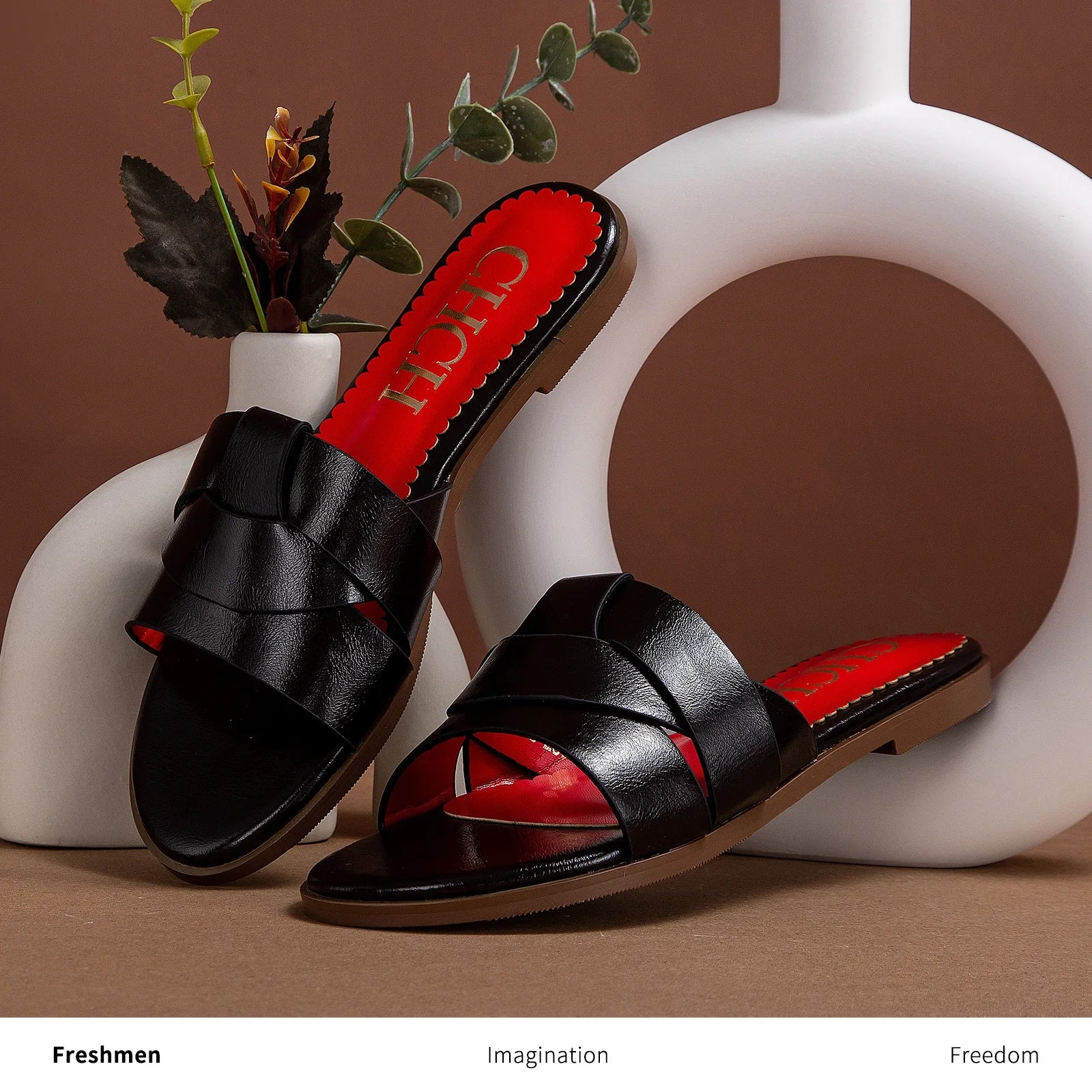 Women's Slippers Simple Cross Belt Design Beach Shoes