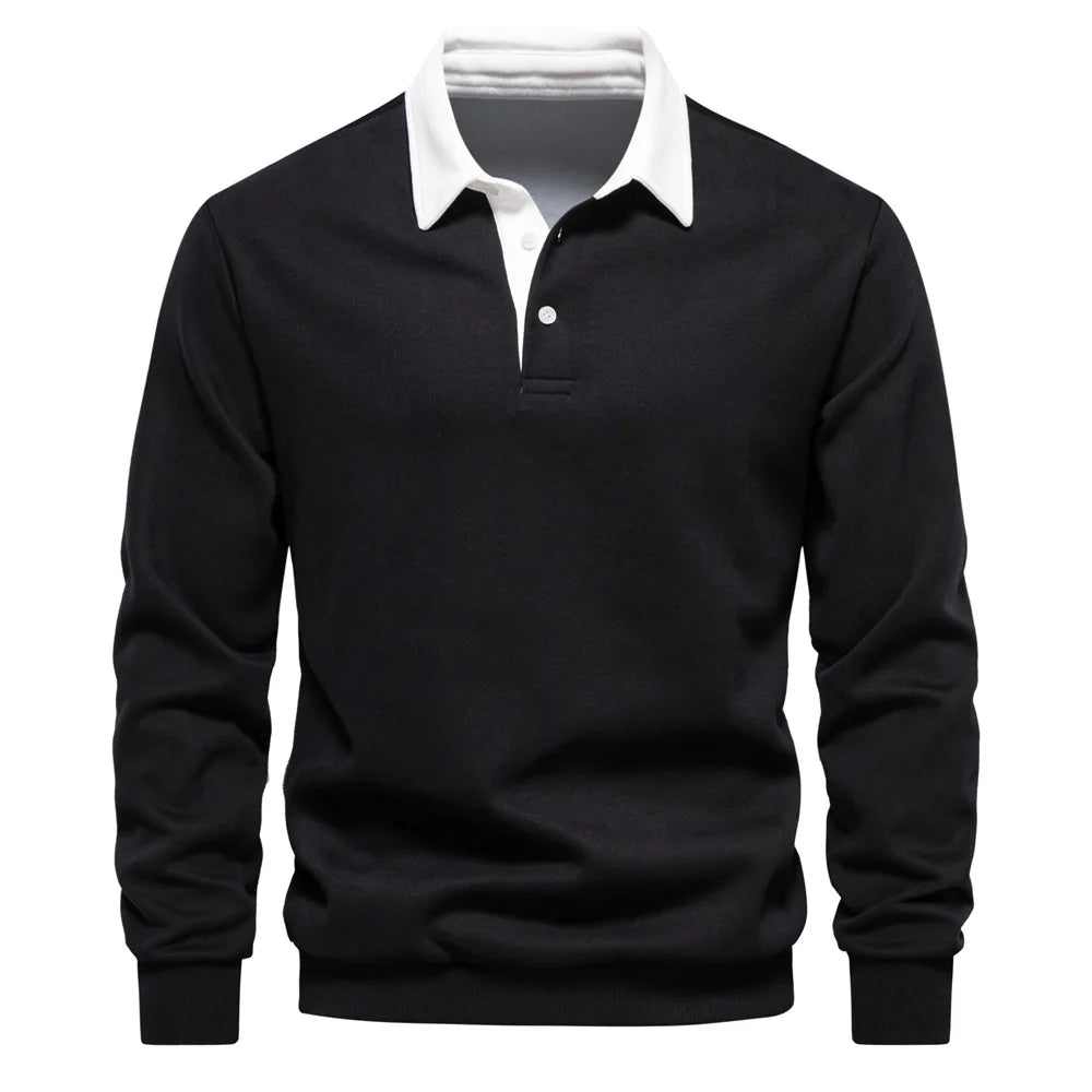 Long-Sleeved Polo Collar Hoodie, Trendy European Size Men's Hoodie, High-Quality Casual and Versatile Men's Fashion.