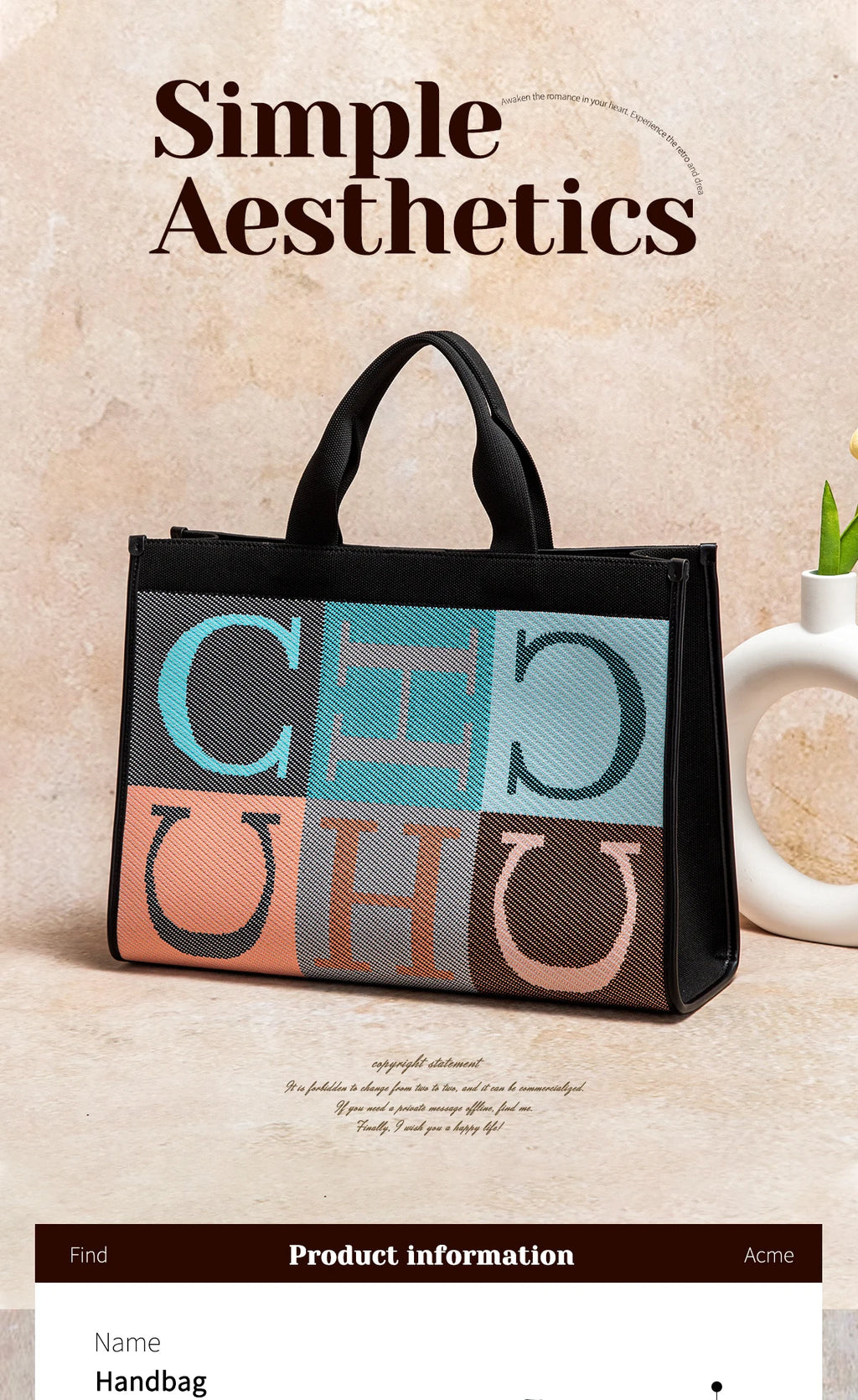 Women's Tote Bag New Letter Eco friendly Large Capacity Handbag Mommy Shopping Bag 42 * 12 * 31cm