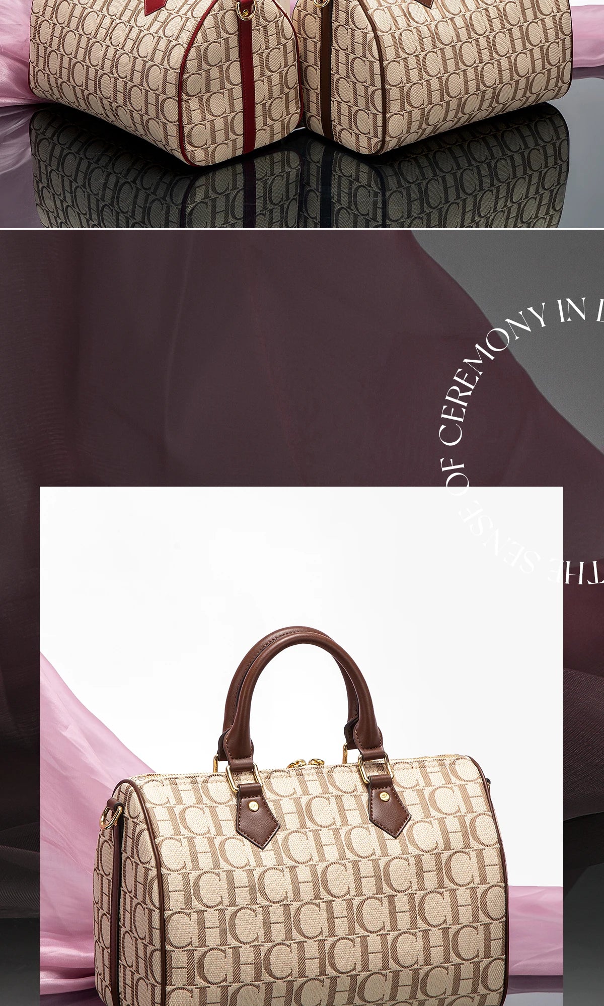 Women's Pillow Bag Autumn/Winter New Collection Letter Handbag Brown Boston Bag