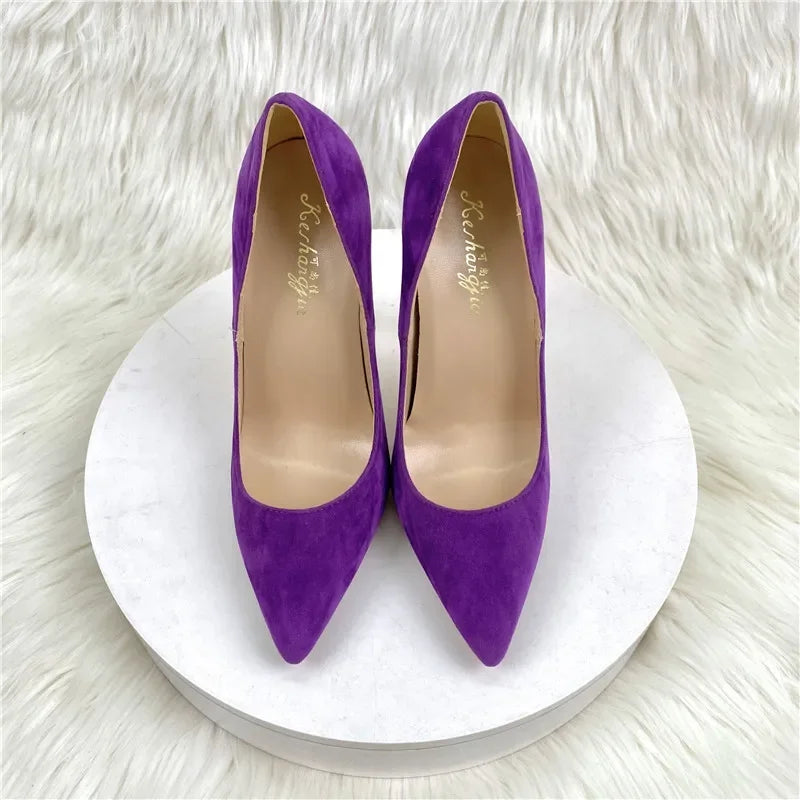 Star Style Suede Pumps, 8–12cm, Purple, Wedding