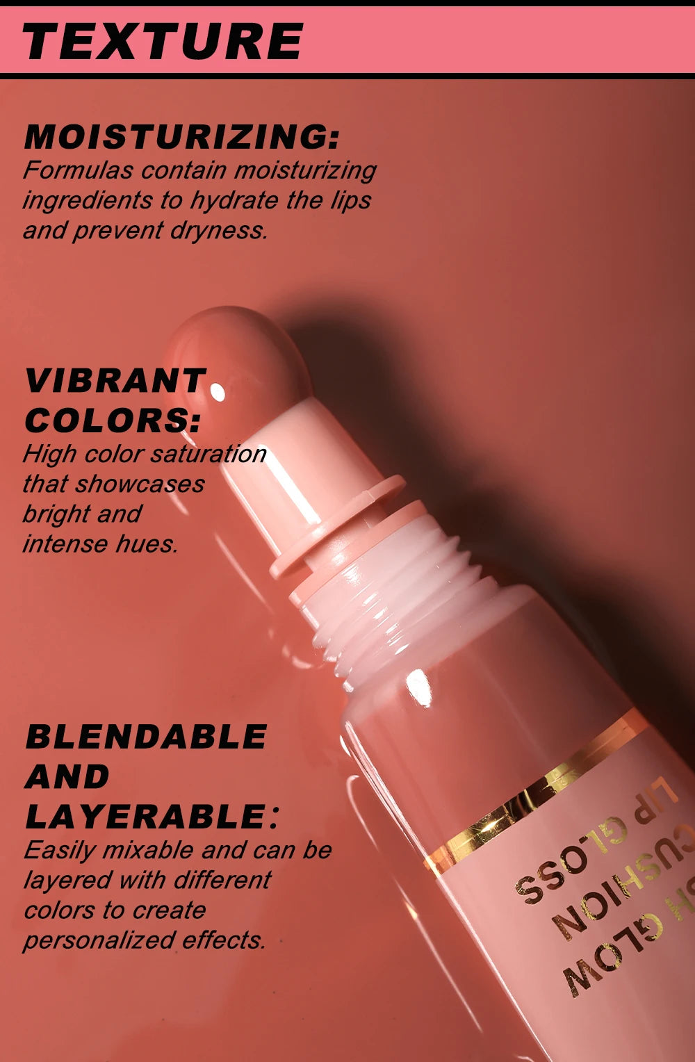 YOUNG VISION 6-Color Liquid Lip Gloss – Brightening, Moisturizing with Plush Brush