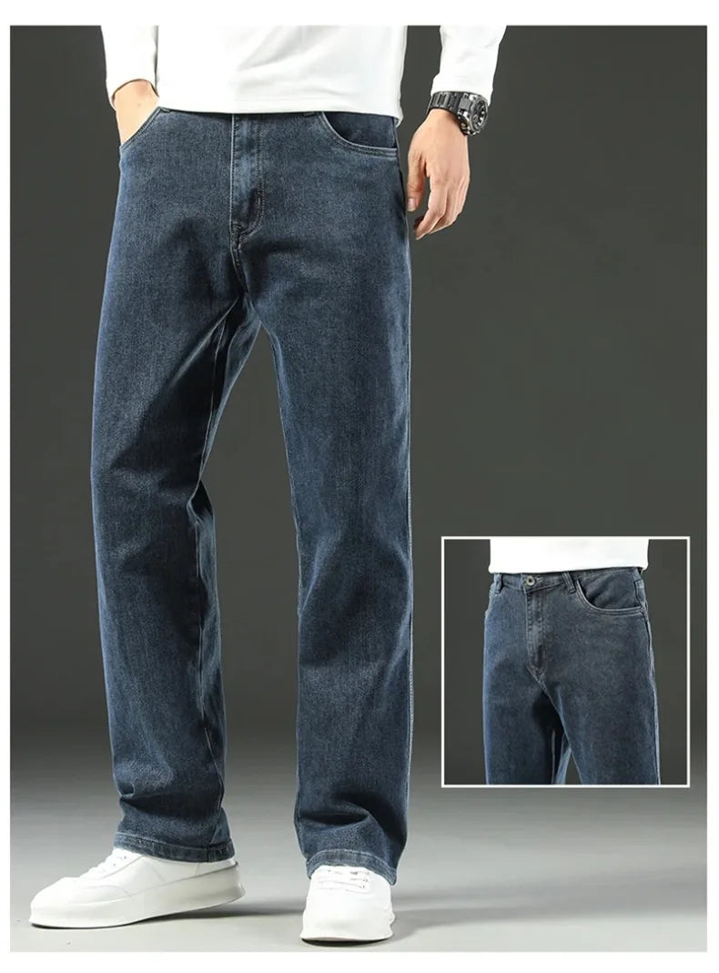 Men’s Jeans – Loose, Comfortable Straight-Leg for Spring/Autumn Business Casual