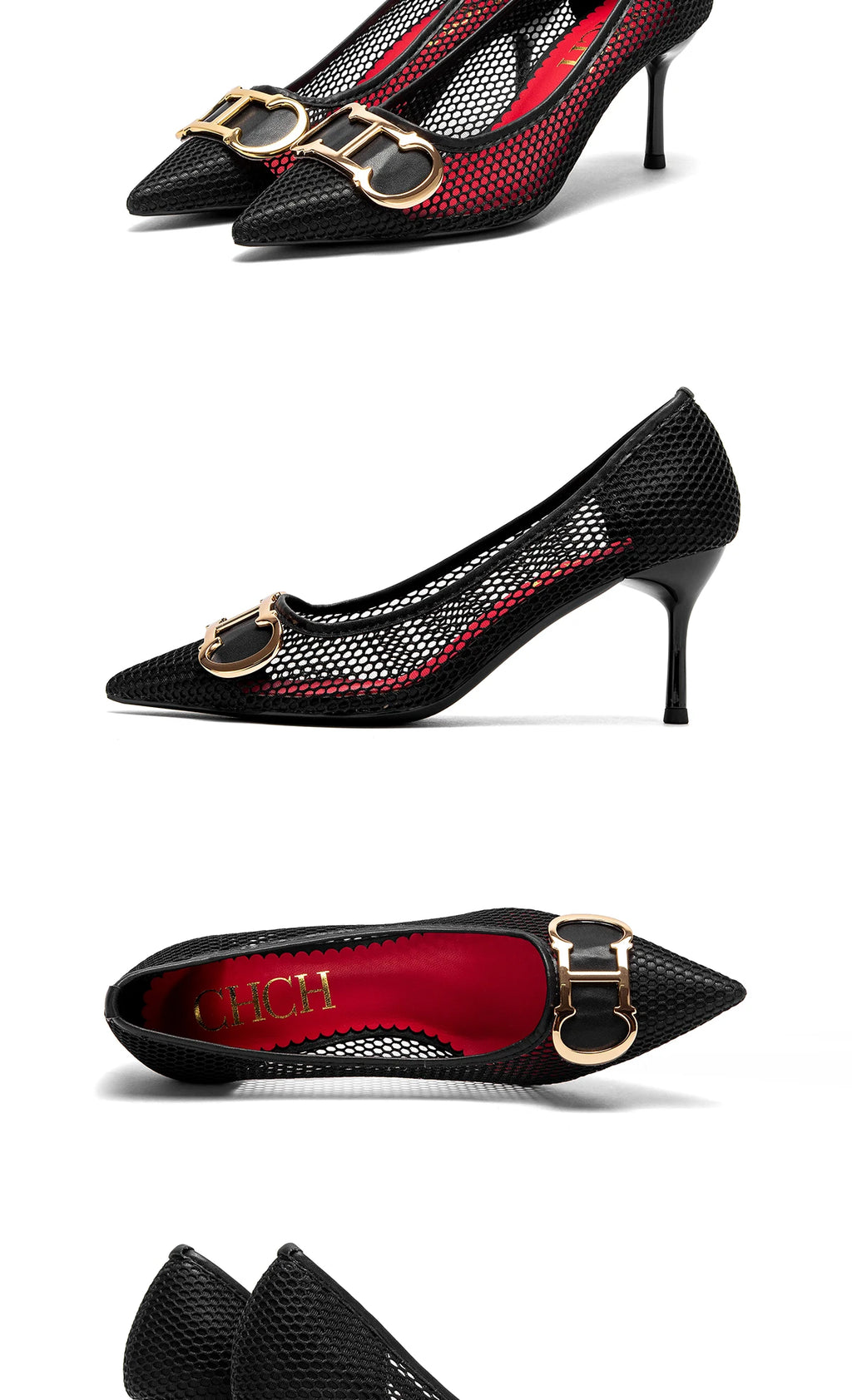 Women's High Heels New Hollow Business Women's Shoes 7cm Red Evening Shoes