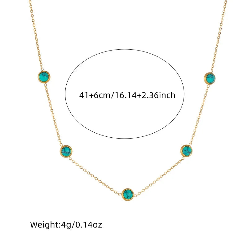 DIEYURO 316L Stainless Steel Jewelry Set – Turquoise Necklace, Bracelet & Earrings for Women
