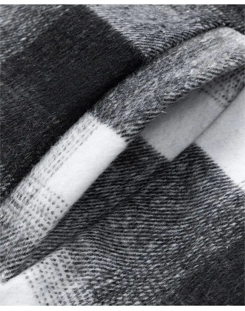 Men's Plus Size 7XL-8XL Hooded Shirt Jacket – Cotton Plaid, Loose Fit, 2-in-1 Style