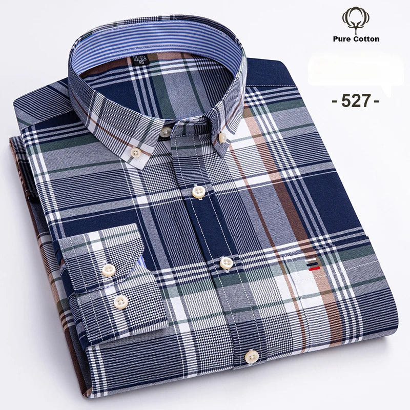Men's 7XL Oxford Shirt – 100% Cotton, Slim Fit, Soft & Elegant Casual Designer Wear